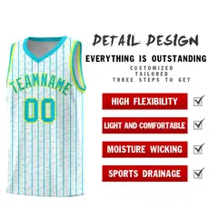 White Gray Pinstripe Retro Sets Uniform Basketball Jersey 2