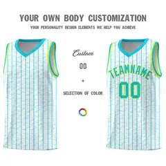White Gray Pinstripe Retro Sets Uniform Basketball Jersey 3