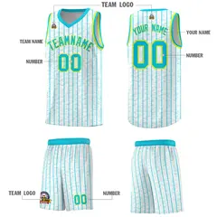White Gray Pinstripe Retro Sets Uniform Basketball Jersey 5