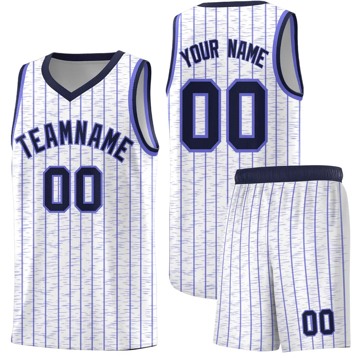 White Gray Pinstripe Retro Sets Uniform Basketball Jersey