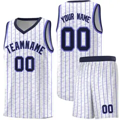 White Gray Pinstripe Retro Sets Uniform Basketball Jersey