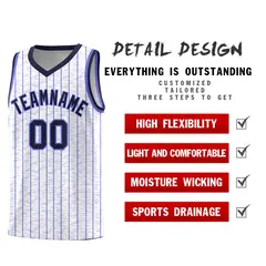 White Gray Pinstripe Retro Sets Uniform Basketball Jersey 2