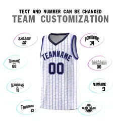 White Gray Pinstripe Retro Sets Uniform Basketball Jersey 4