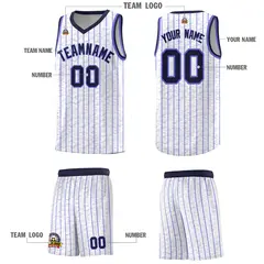 White Gray Pinstripe Retro Sets Uniform Basketball Jersey 5