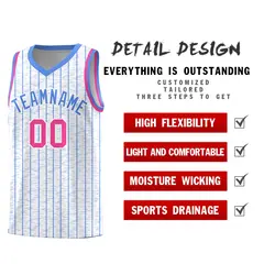 White Gray Pinstripe Retro Sets Uniform Basketball Jersey 2