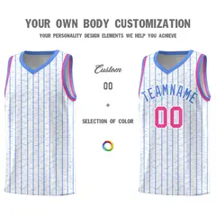 White Gray Pinstripe Retro Sets Uniform Basketball Jersey 3