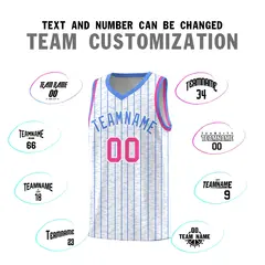 White Gray Pinstripe Retro Sets Uniform Basketball Jersey 4