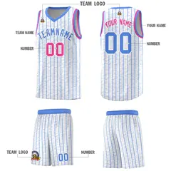 White Gray Pinstripe Retro Sets Uniform Basketball Jersey 5