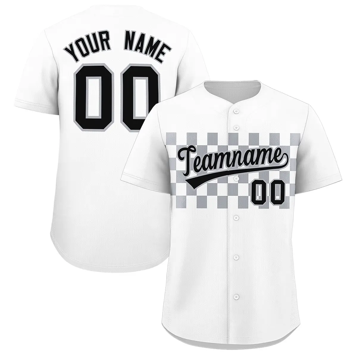 White Gray Plaid Fashion Authentic Baseball Jersey
