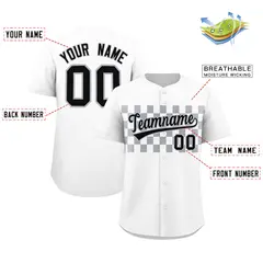 White Gray Plaid Fashion Authentic Baseball Jersey 2