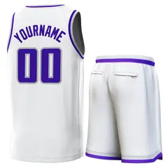 White Gray-Purple Classic Sets Basketball Jersey 3