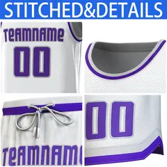 White Gray-Purple Classic Sets Basketball Jersey 6