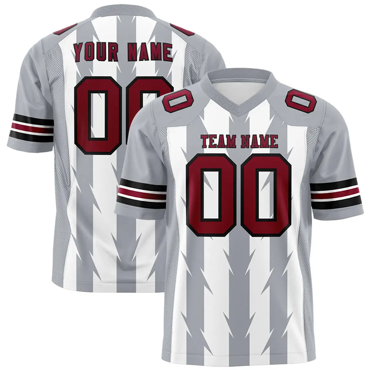 White Gray Razr Stripe Graffiti Pattern Flag Football Jersey
