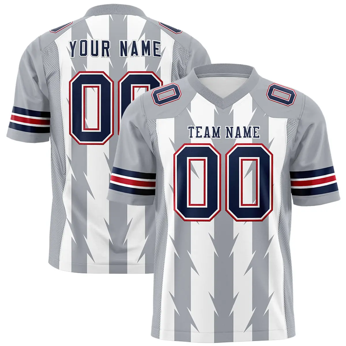 White Gray Razr Stripe Graffiti Pattern Flag Football Jersey