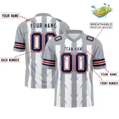 White Gray Razr Stripe Graffiti Pattern Flag Football Jersey 2