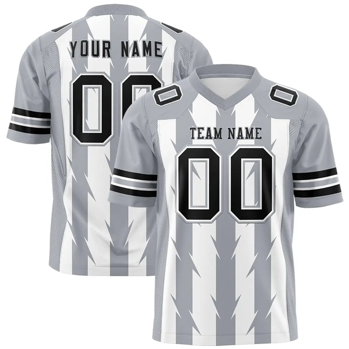 White Gray Razr Stripe Graffiti Pattern Flag Football Jersey