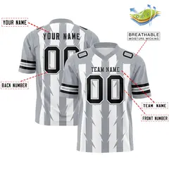 White Gray Razr Stripe Graffiti Pattern Flag Football Jersey 2