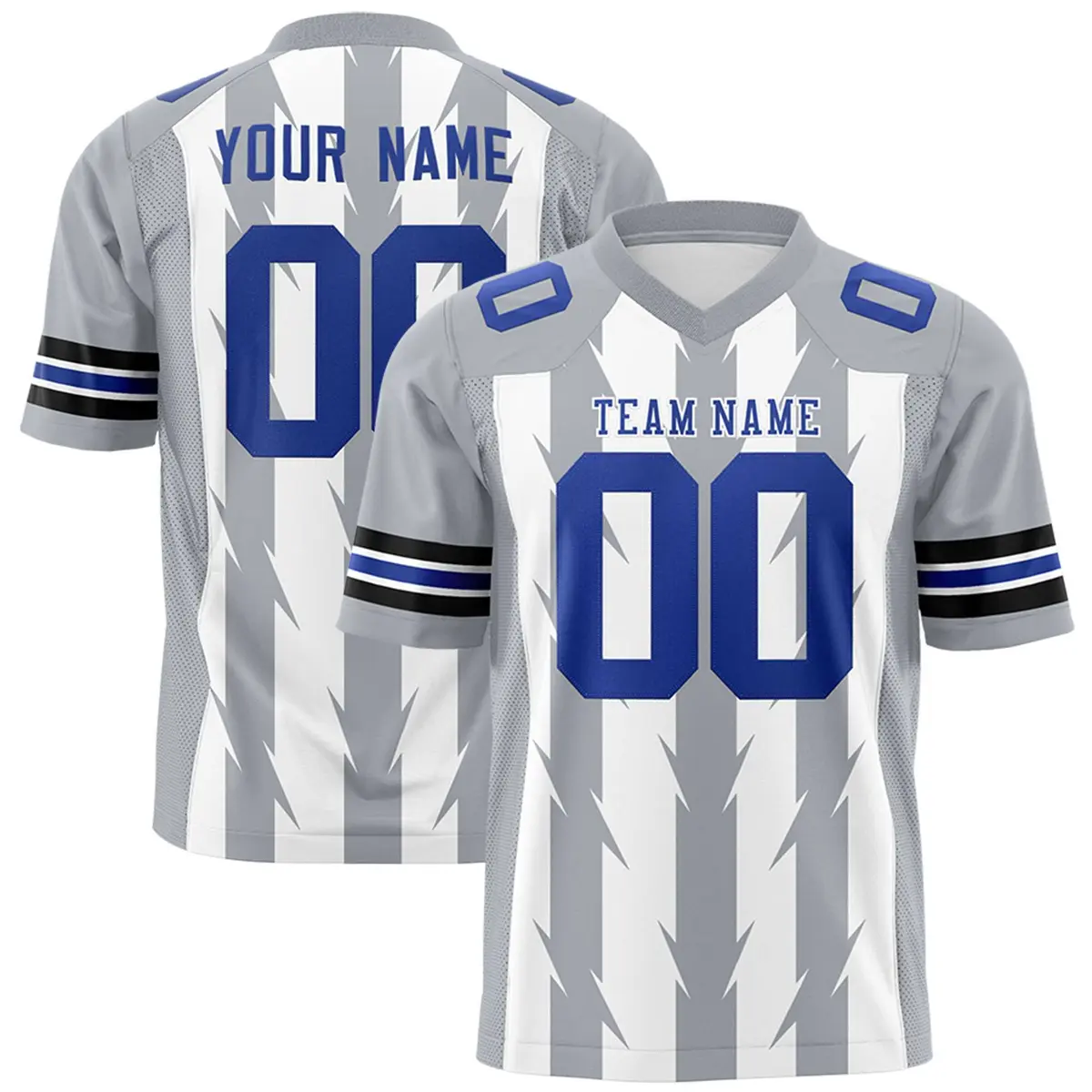 White Gray Razr Stripe Graffiti Pattern Flag Football Jersey