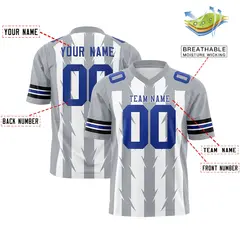 White Gray Razr Stripe Graffiti Pattern Flag Football Jersey 2