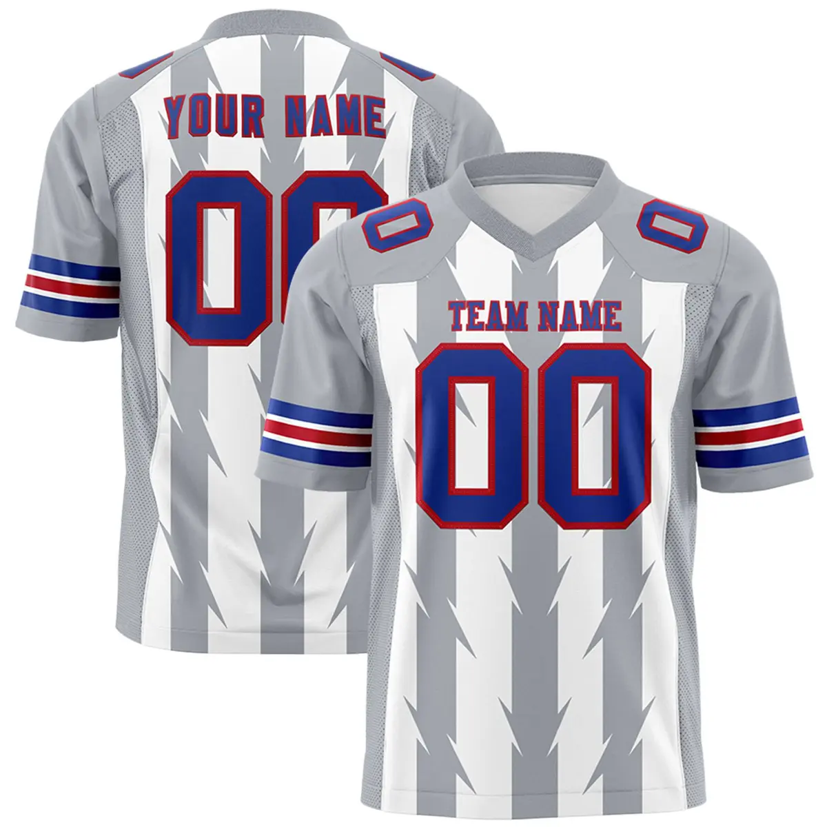 White Gray Razr Stripe Graffiti Pattern Flag Football Jersey