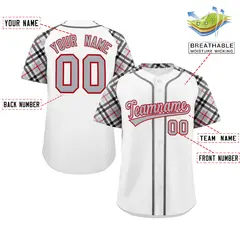 White Gray-Red Raglan Sleeves Authentic Baseball Jersey 2