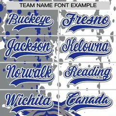 White Gray Royal Blue Full-Snap Tiger Graffiti Baseball Jersey 6