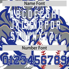 White Gray Royal Blue Full-Snap Tiger Graffiti Baseball Jersey 7