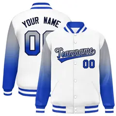 White Gray-Royal Gradient Varsity Full-Snap Raglan Baseball Jacket 1