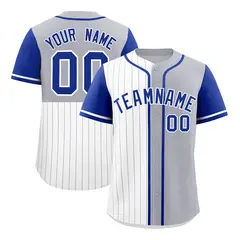 White Gray Royal Pinstripe Raglan Baseball Jersey 18