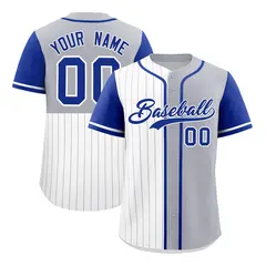 White Gray Royal Pinstripe Raglan Baseball Jersey 7