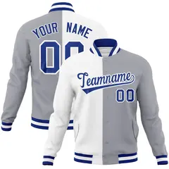 White Gray Royal Split Varsity Full-Snap Letterman Jacket 1