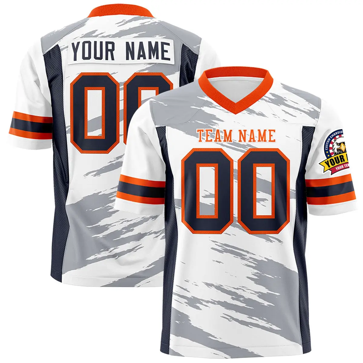 White Gray Scratch Pattern Authentic Football Jersey
