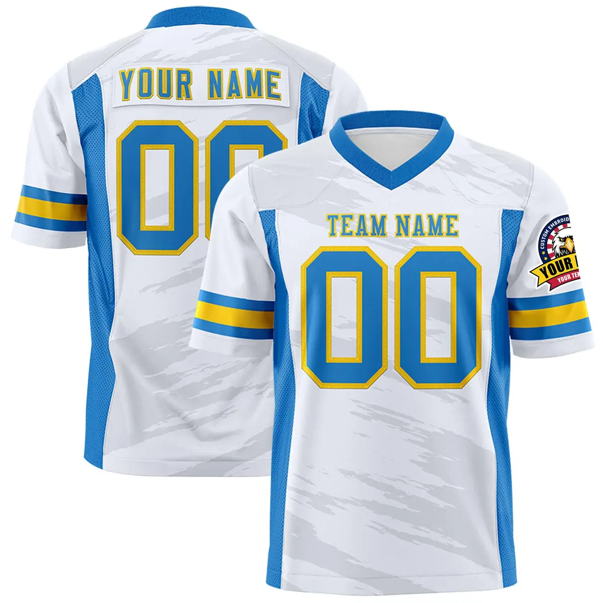 White Gray Scratch Pattern Authentic Football Jersey