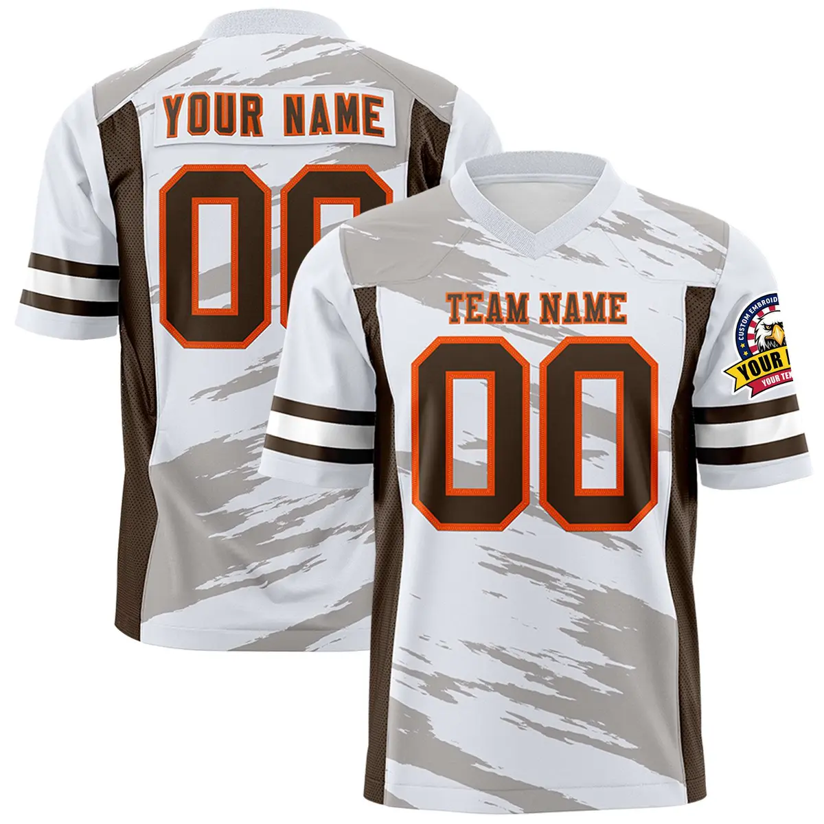 White Gray Scratch Pattern Authentic Football Jersey