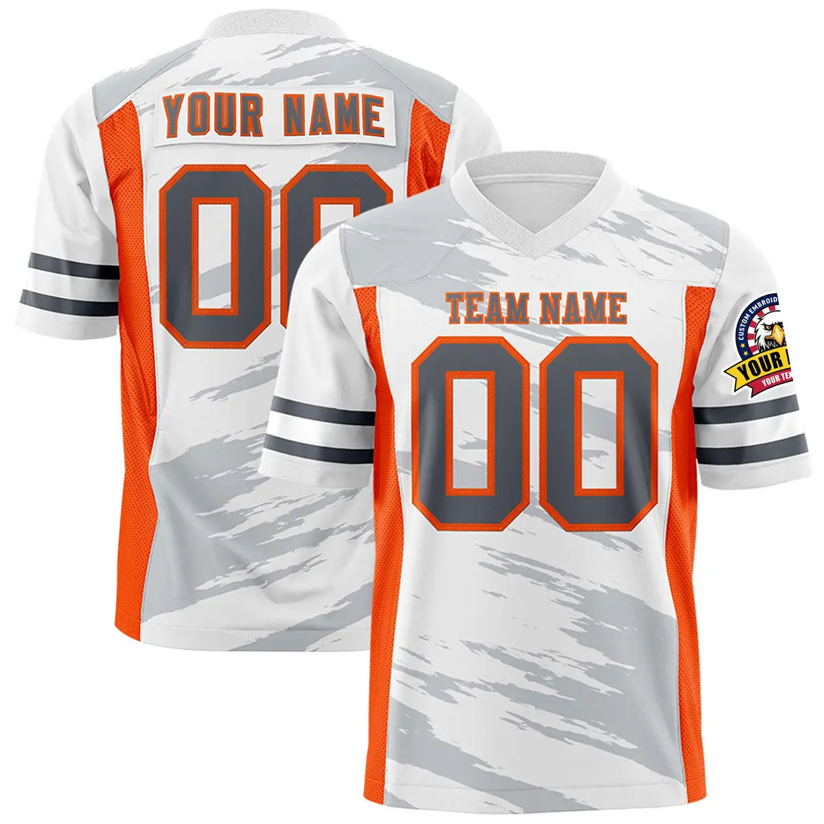 White Gray Scratch Pattern Authentic Football Jersey