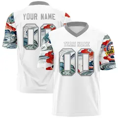 White Gray Sleeve Ukiyo-e Auspicious Clouds Graffiti Football Jersey