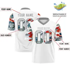 White Gray Sleeve Ukiyo-e Auspicious Clouds Graffiti Football Jersey 2