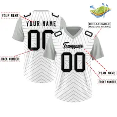 White Gray Star Pattern Raglan Authentic Football Jersey 2