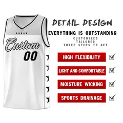 White Gray Star Pattern Team Basketball Jersey 2