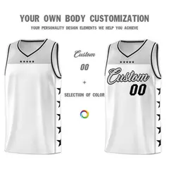 White Gray Star Pattern Team Basketball Jersey 3
