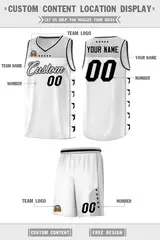 White Gray Star Pattern Team Basketball Jersey 5