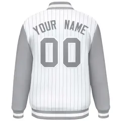 White Gray Stripe Raglan Varsity Bomber Jacket 4