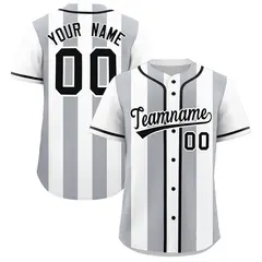 White Gray Thick Stripe Authentic Baseball Jersey