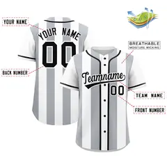 White Gray Thick Stripe Authentic Baseball Jersey 2