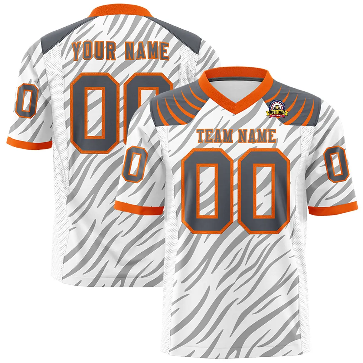 White Gray Tiger Stripe Graffiti Pattern Football Jersey