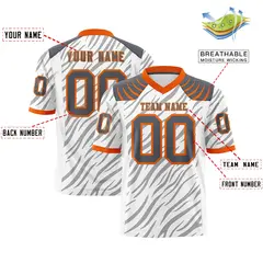 White Gray Tiger Stripe Graffiti Pattern Football Jersey 2