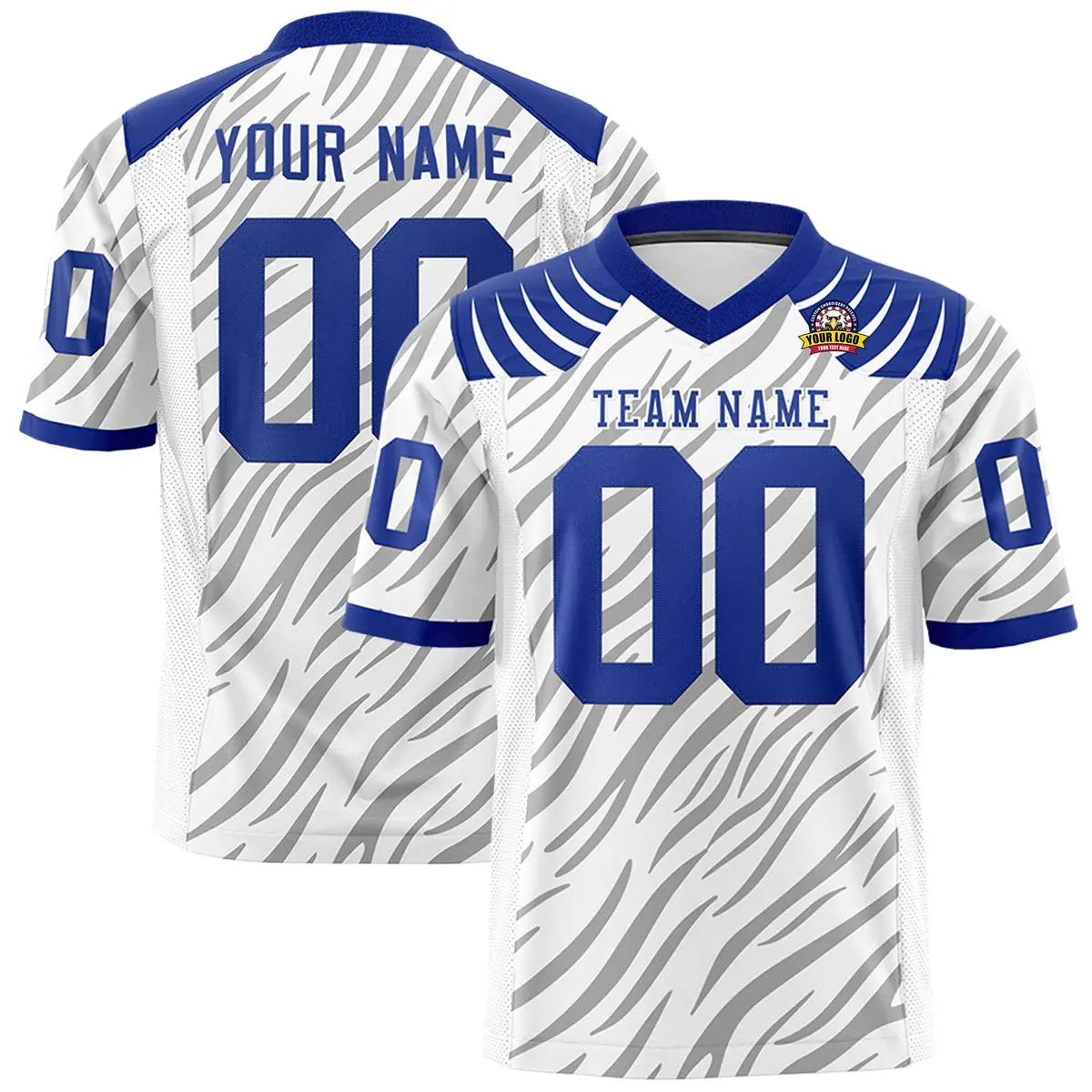 White Gray Tiger Stripe Graffiti Pattern Football Jersey