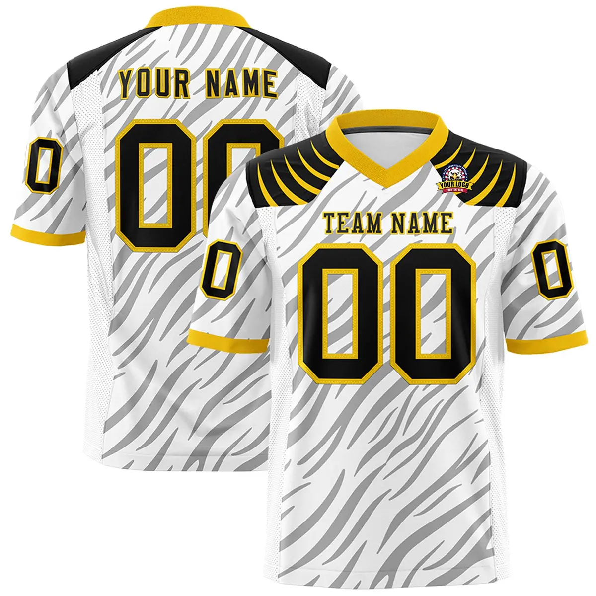 White Gray Tiger Stripe Graffiti Pattern Football Jersey