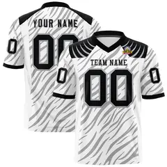 White Gray Tiger Stripe Graffiti Pattern Football Jersey 1