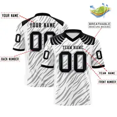 White Gray Tiger Stripe Graffiti Pattern Football Jersey 2